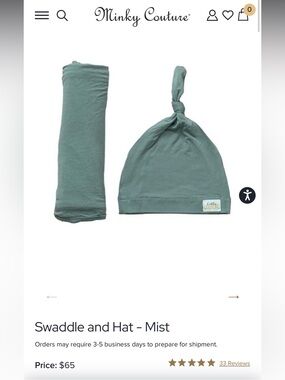 Minky Couture Mist Knot Hat and Swaddle Set